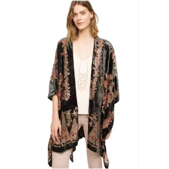 Lovestitch Kimono Leila Burnout Velvet One Size Party Holiday Boho Hippie Top - Picture 1 of 5